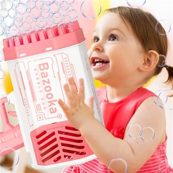 69-HoleBubble Gun Machine with Flash Lights | Rocket Boom Bubble Blower| (Pink) - Picture 4 of 6